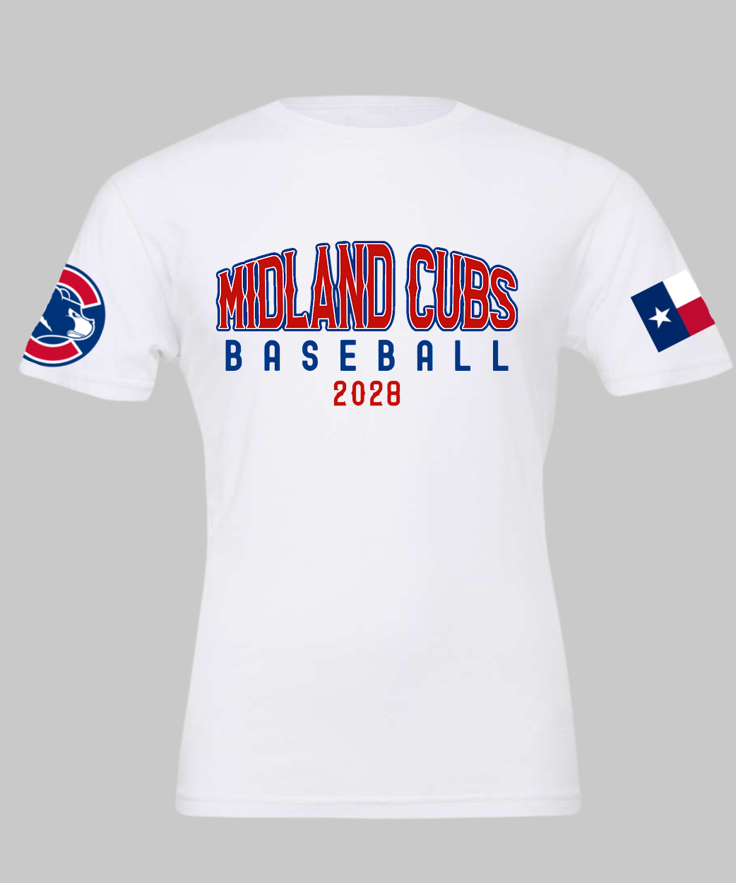 Pink Mustache Boutique Dry Fit or Bella Canvas Midland Cubs Tee Home Plate Youth M / Bella Canvas