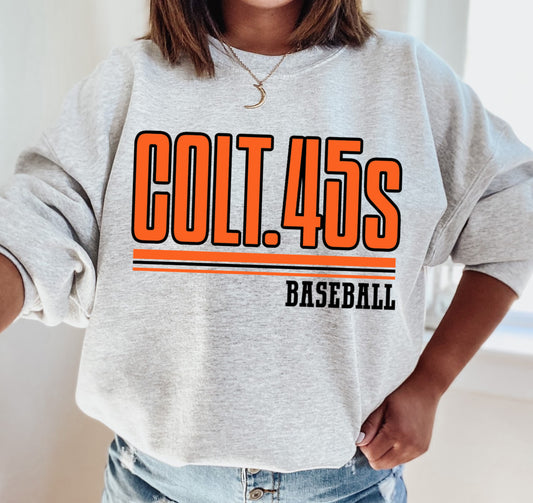 Gildan or Bella Canvas Colt 45 Baseball Sweatshirt/ Youth and Adult Sizes