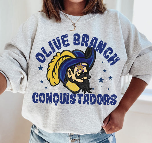 Olive Branch Conquistadors Sweatshirt / Desoto County Schools / Mississippi School Sweatshirt