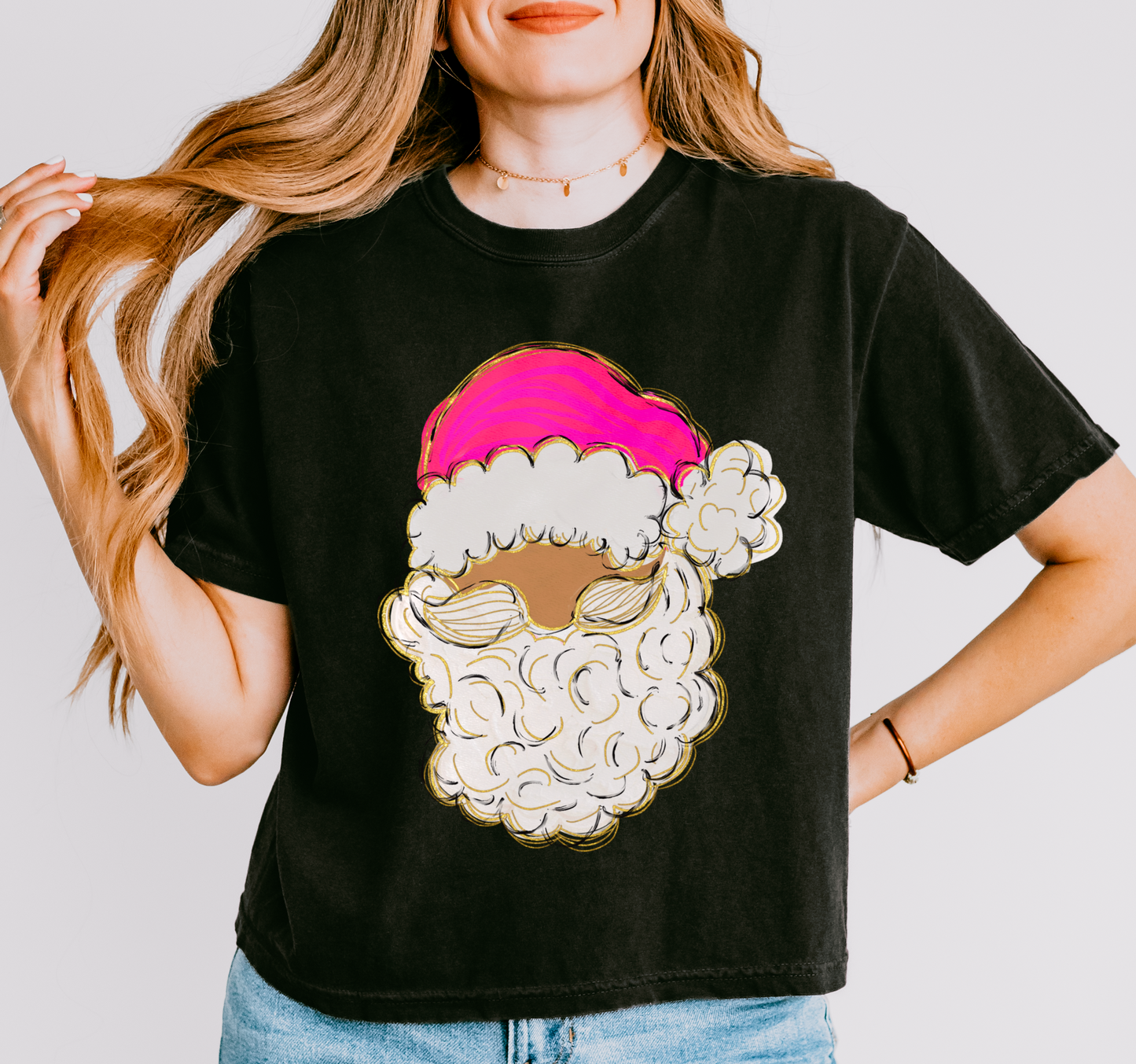 Cropped Comfort Colors Christmas Santa Tee