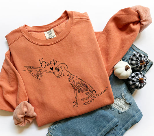 Comfort Colors Boop Skellie Dog Sweatshirt/Halloween Sweatshirt/Fall Sweatshirt/ Adult Sizes