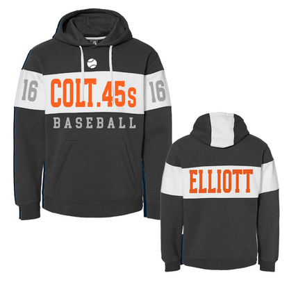 Multiple Colors-  Custom Personalized Baseball Design J. America - Varsity Fleece Colorblocked Hooded Sweatshirt Hoodie