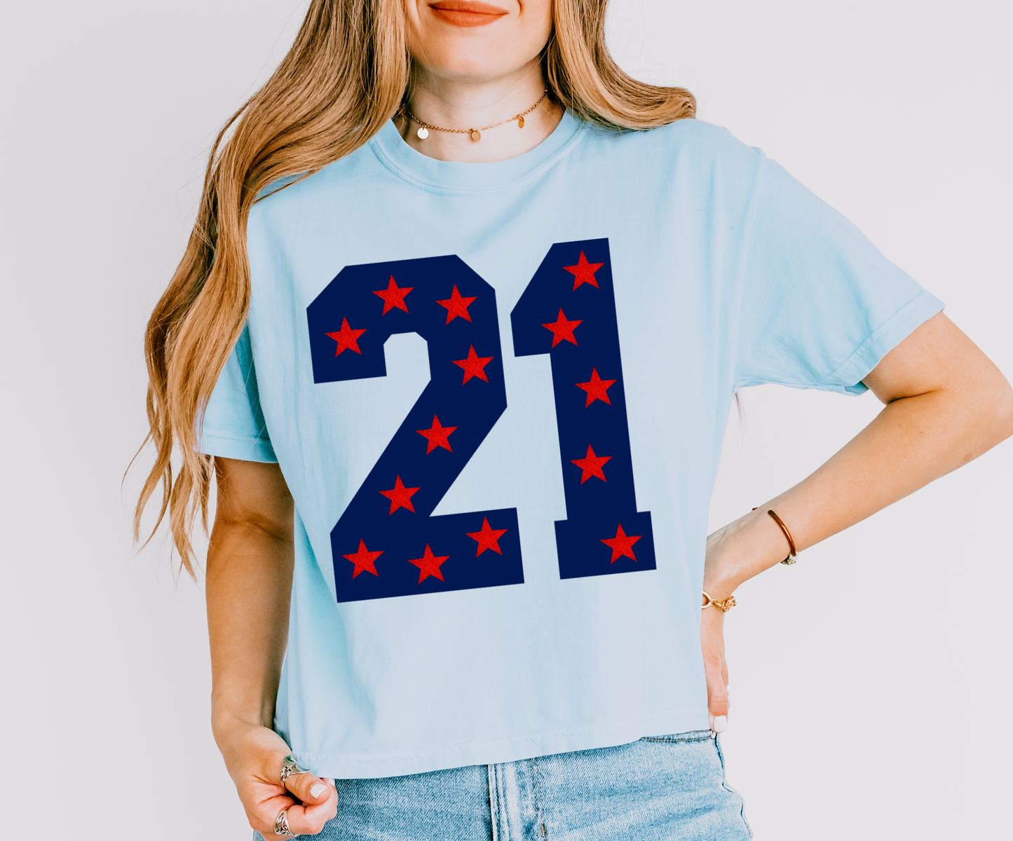 MULTIPLE COLORS CROPPED Custom Comfort Colors Number School Colors Football Shirt - Football Mom Shirt with Number -Faux Glitter Stars