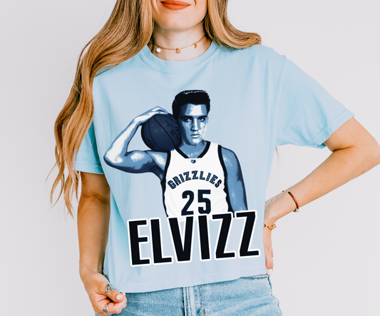 Comfort Colors CROPPED Elizz Grizzlies Comfort Colors Tee/ Spirit Drop/  Adult Sizes / Memphis Elvis