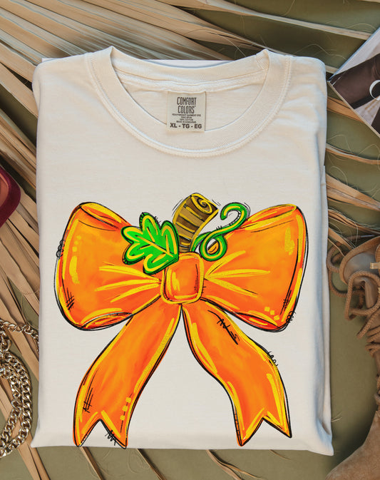 Bella or Comfort Colors Pumpkin Bow Fall Tee/ Quality Retro Tee /Adult Sizes and Youth Sizes