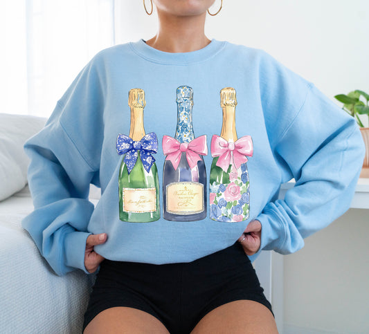 Champagne Trio Tee / Bella or Comfort Colors Brand/ Group Sweatshirts/ Bachelorette Trip Shirts / Multiple Colors