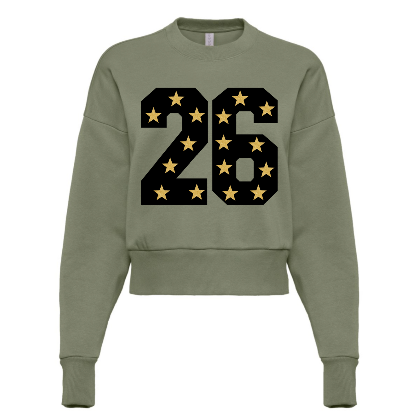 CROPPED Custom Number School Colors Sports Sweatshirt -(Lots of Color Options) Football/Soccer/ Volleyball/ Baseball/ Softball Mom Sweatshirt with Number -Faux Glitter Stars