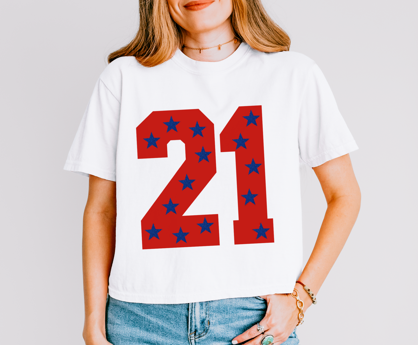 MULTIPLE COLORS CROPPED Custom Comfort Colors Number School Colors Football Shirt - Football Mom Shirt with Number -Faux Glitter Stars