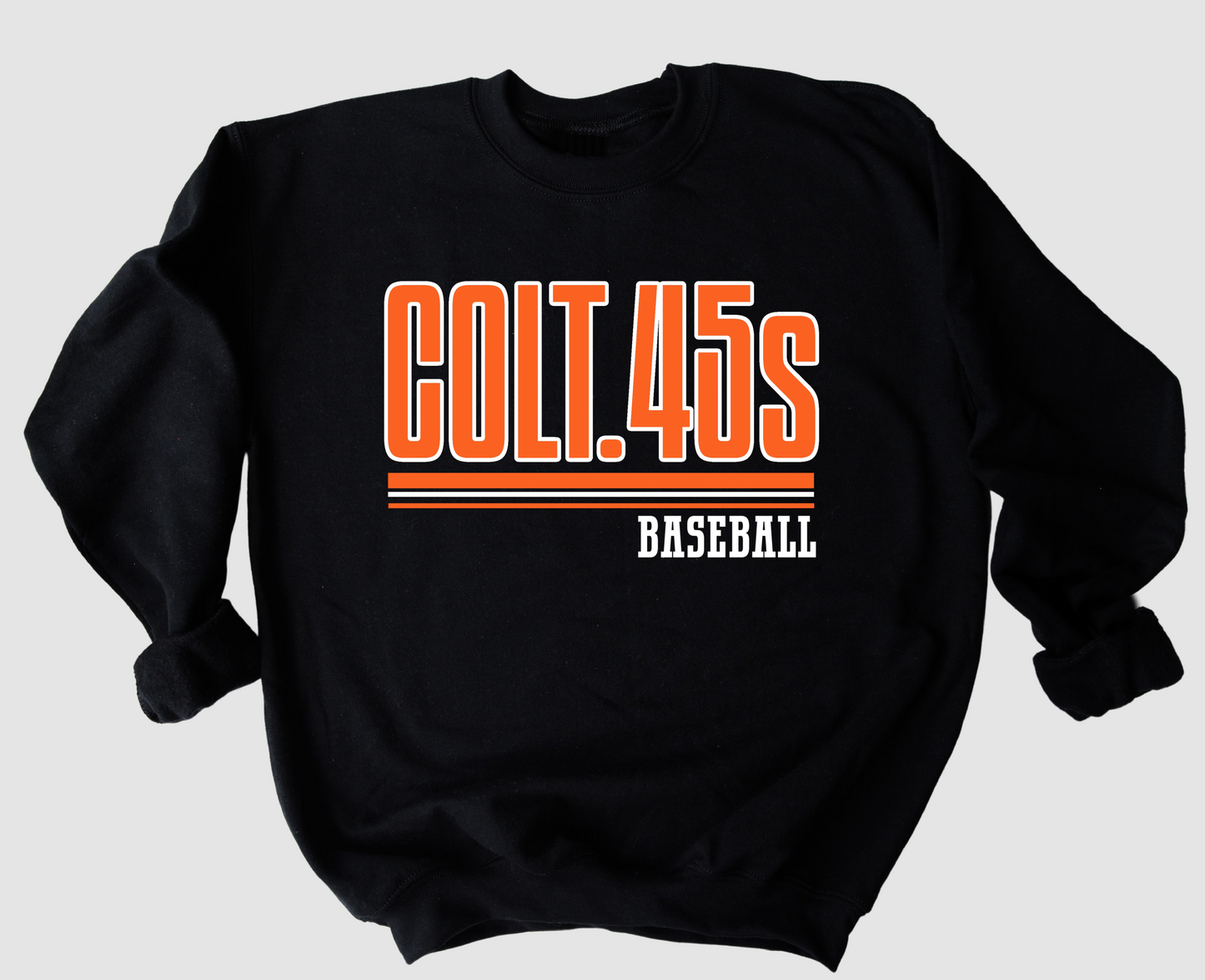 Black Gildan or Bella Canvas Colt 45 Baseball Sweatshirt/ Youth and Adult Sizes