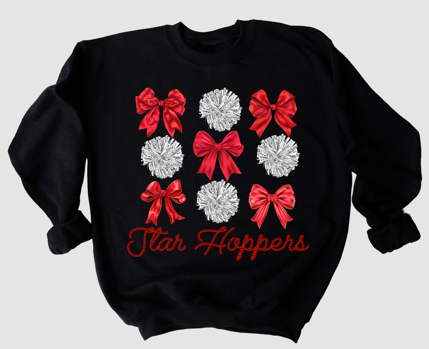 Star Hoppers Cheer Sweatshirt with Bows/ Gildan or Bella Canvas Brand