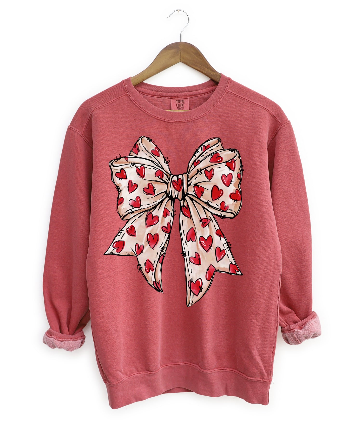 Comfort Colors Heart Coquette Bow Sweatshirt/ Adult Sizes