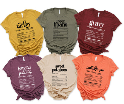 Family Thanksgiving Group Shirts/ Nutrition Label/ Customizable