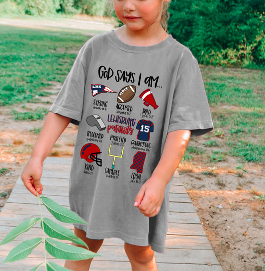 Comfort Colors God Says I am A Lewisburg Patriot Unisex Shirt / Youth and Adult Sizes/ Lewisburg -Desoto County Schools /Lewisburg Patriots Mississippi School Shirt