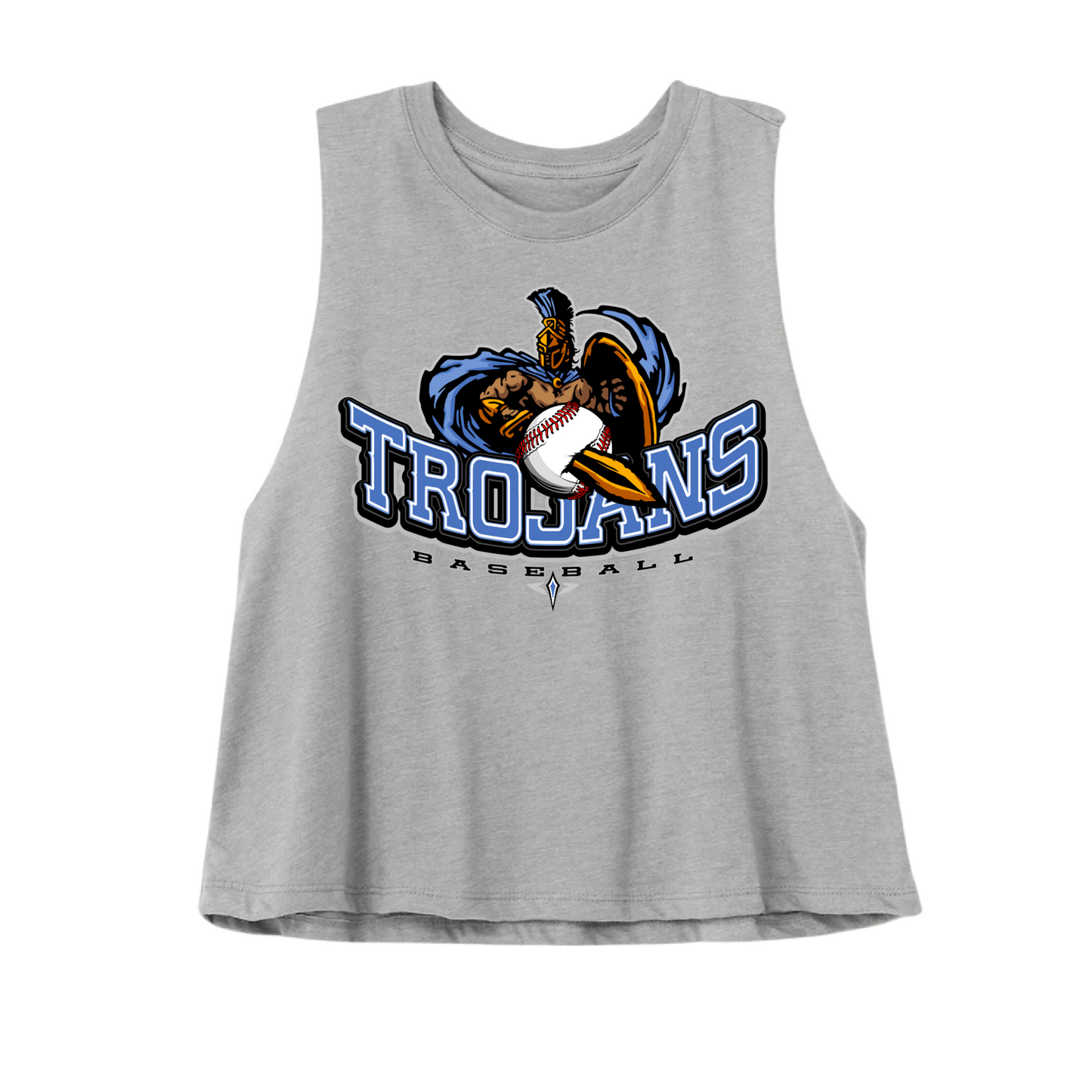 Trojans Baseball Cropped Tank/ Adult Sizing / Troy Baseball Little League Shirts