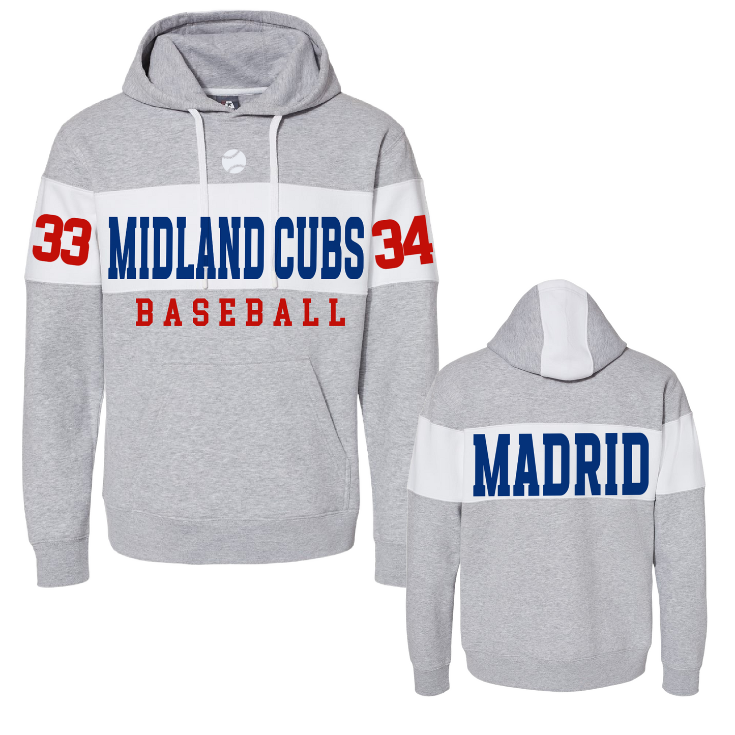 Multiple Colors-  Custom Personalized Baseball Design J. America - Varsity Fleece Colorblocked Hooded Sweatshirt Hoodie