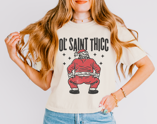 Cropped Comfort Colors Ole St Thicc Christmas Shirt