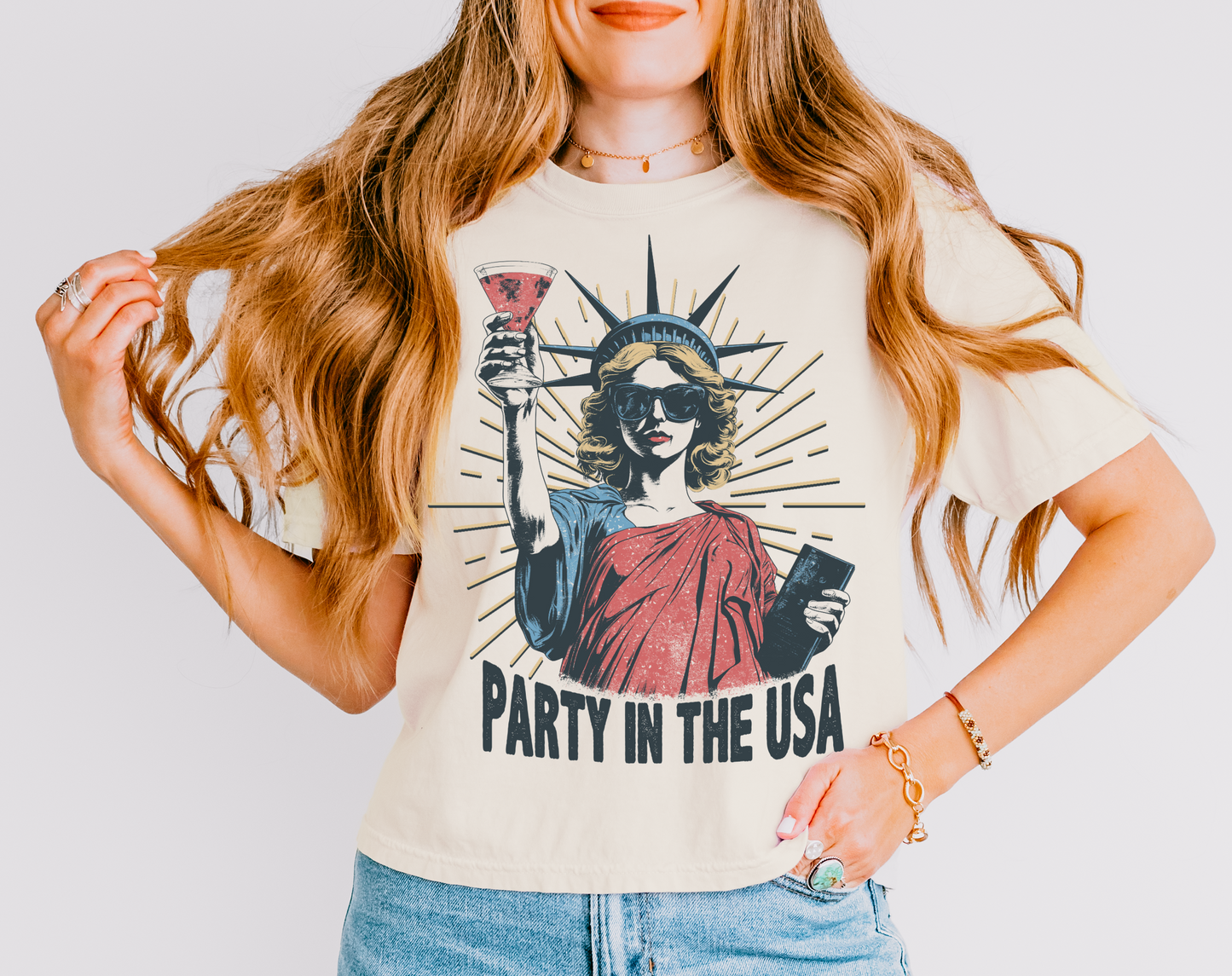 Comfort Colors CROP Party In The USA Swifty Tee/ Adult Sizes