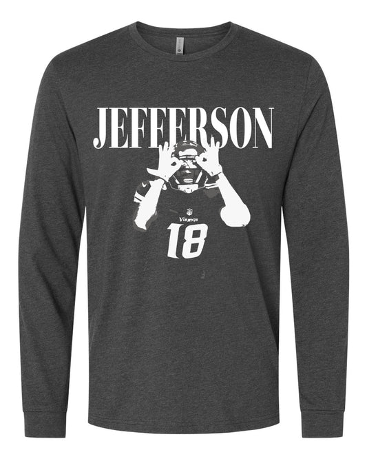 Next Level Long Sleeve Jefferson Minnesota Vikings Shirt/ Unisex Size