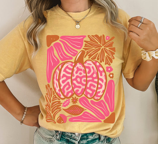 Comfort Colors Or Bella Canvas Retro Daisy Pumpkin Floral Fall Tee/ Quality Retro Tee / Youth and Adult Sizes