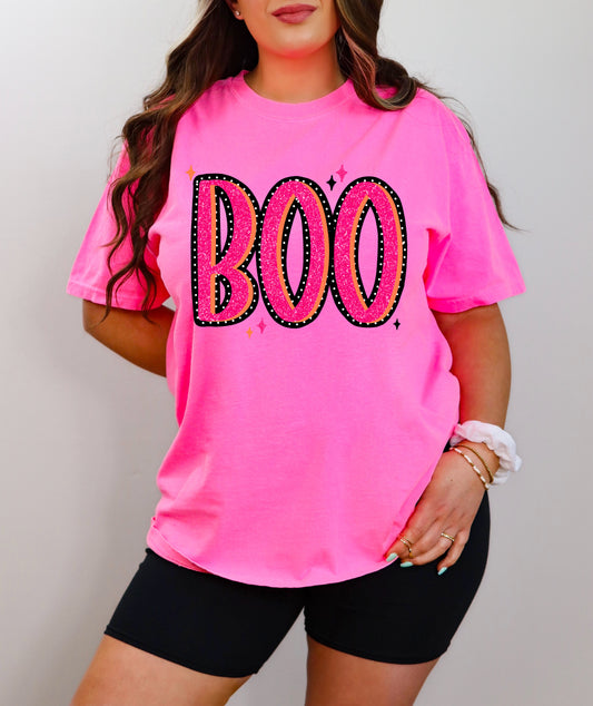 Comfort Colors Bright Pink Boo Shirt/ Adult Sizes (Youth Sizes will be Bella Canvas)