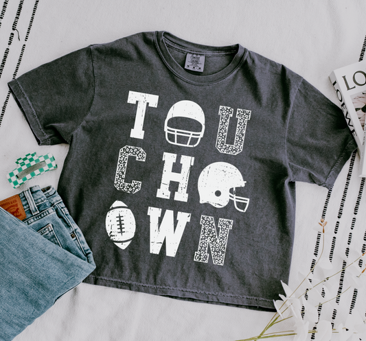 Comfort Colors Football Touchdown CROPPED Tee/ Fall Shirt/ Adult Shirts - Football Mom