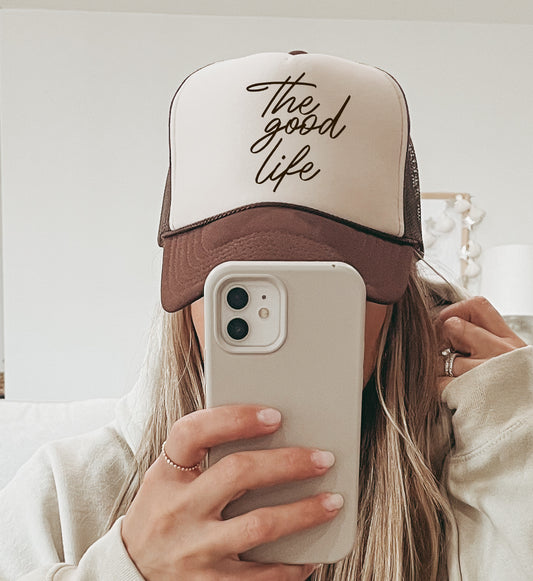 The Good Life Tan Brown Cap/ Girls Trip Hat/ Vacation Hat/ Concert Hat/ Lake Hat