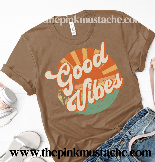 Good Vibes Softstyle Bella Tee / Fun Hippie Vibes Tee/ Youth and Adult Sizing Available