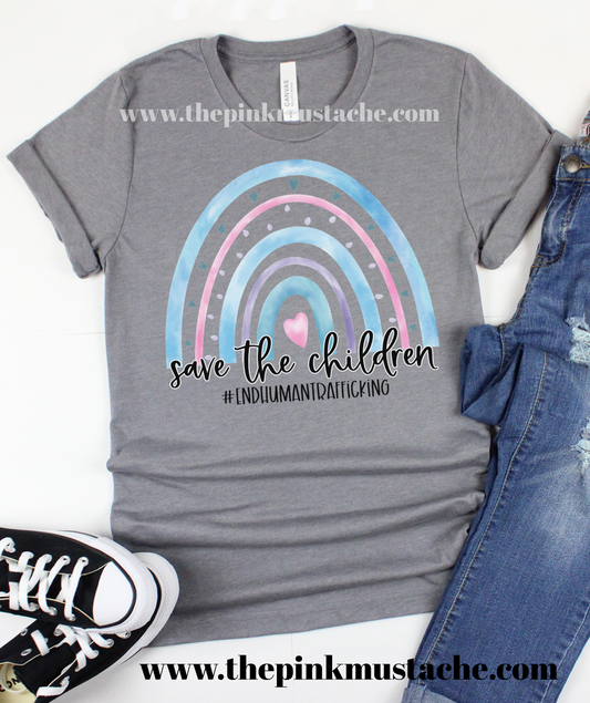 Save The Children Rainbow Bella Canvas Tee/ End Human Trafficking