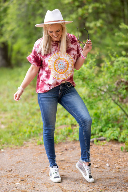 Create Your Own Happiness Retro Style Quality Chicka-D Tie Dye Slouchy Tee