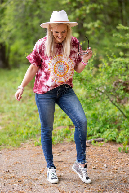 Create Your Own Happiness Retro Style Quality Chicka-D Tie Dye Slouchy Tee