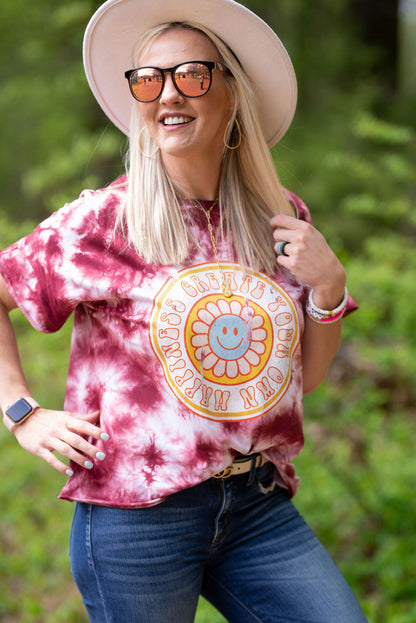 Create Your Own Happiness Retro Style Quality Chicka-D Tie Dye Slouchy Tee