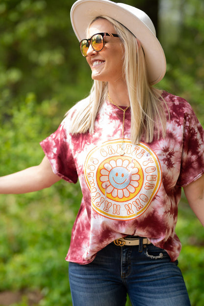 Create Your Own Happiness Retro Style Quality Chicka-D Tie Dye Slouchy Tee