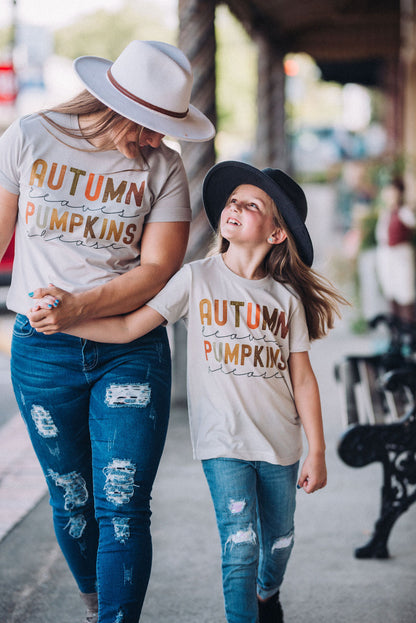 Autumn Leave Pumpkins Please- Mommy and Me Shirts - FALL Tee/ Bella Canvas / Fall Layering Tee / Teachers Tee