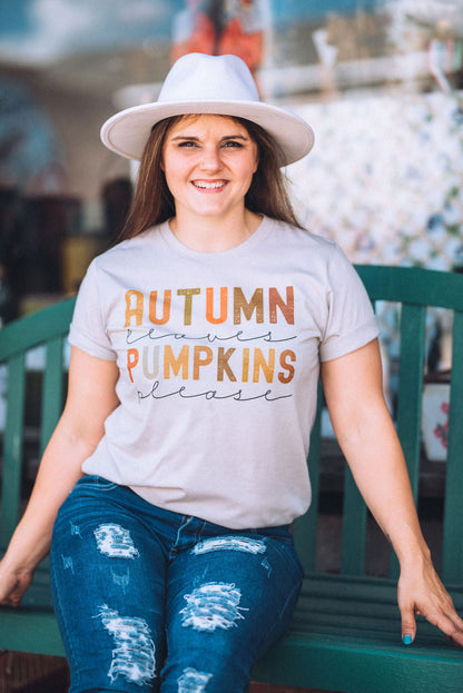 Autumn Leave Pumpkins Please- Mommy and Me Shirts - FALL Tee/ Bella Canvas / Fall Layering Tee / Teachers Tee