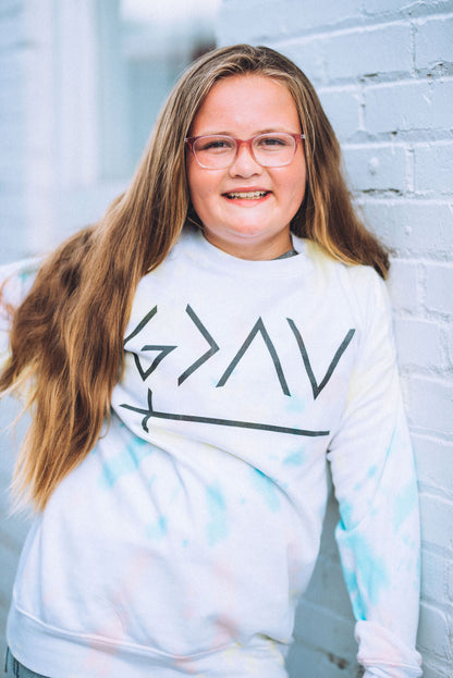 Rainbow Softstyle Sweatshirt - Quality Sweatshirt - God Is Greater Than My Highest Highs and My Lowest Lows Cross Sweatshirt