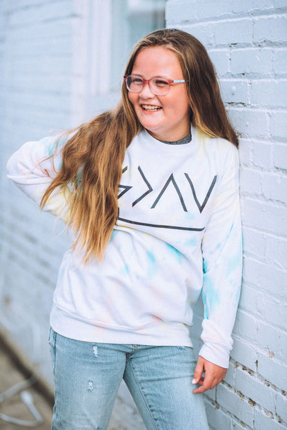 Rainbow Softstyle Sweatshirt - Quality Sweatshirt - God Is Greater Than My Highest Highs and My Lowest Lows Cross Sweatshirt