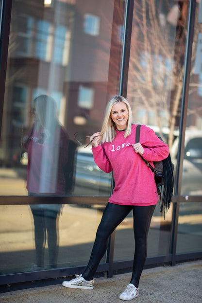 Boutique Cord Crew Love Sweatshirt / Valentines Themed Sweatshirt / Love Red Sweatshirt/ Gifts for Her