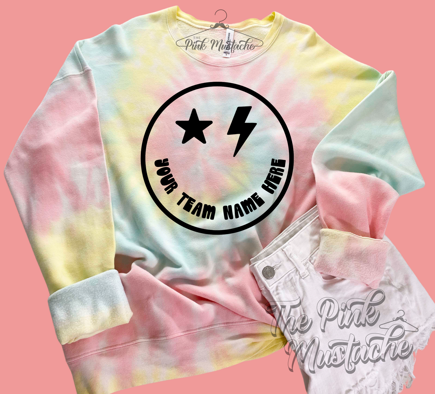 CUSTOM Tie Dye ANY TEAM NAME Bella Canvas Sweatshirt