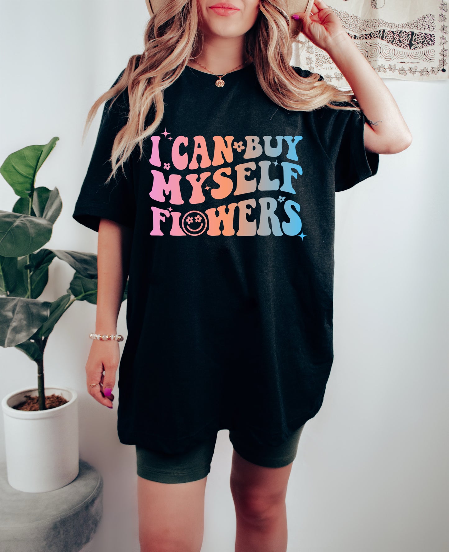 I Can Buy Myself Flowers Tee/ Fun Retro Style Flowers Shirt – Pink ...