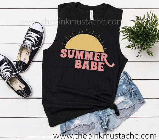 Summer Babe Retro Vibe Style Muscle Tank Top/ Bella Canvas