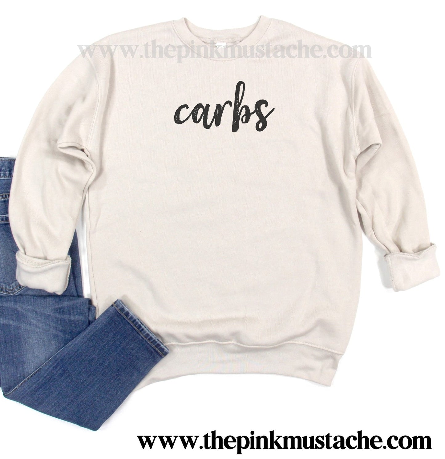 Carbs Bella Canvas Sweatshirt - Boutique Bella Canvas Sweatshirt/ Natural Sweatshirt / Fall Style