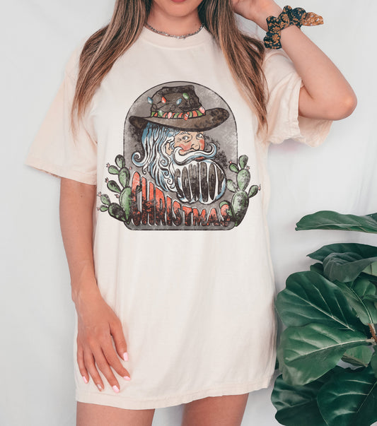 Bella or Comfort Colors Cowboy Christmas Tee - Youth and Adult Sizes