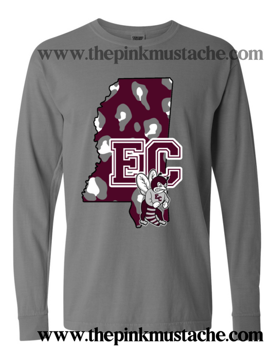 East Central Hornets Comfort Colors Long Sleeve Or Short Sleeve Shirt / Mississippi School Shirt