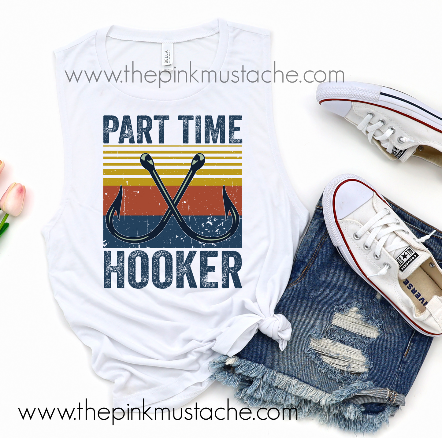 Part Time Hooker Funny Fishing Shirt Mens and Womens Cut Muscle Tank / Muscle Tank Top / Mens or Womens Cut Tank Available/ Fishing Tank L / Men's