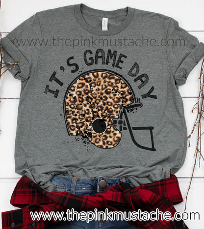 It's Game Day Tee / It's GameDay Football Helmet Shirt / Leopard Print Bella Canvas / Football Shirt / Football Mom / Football Girlfriend