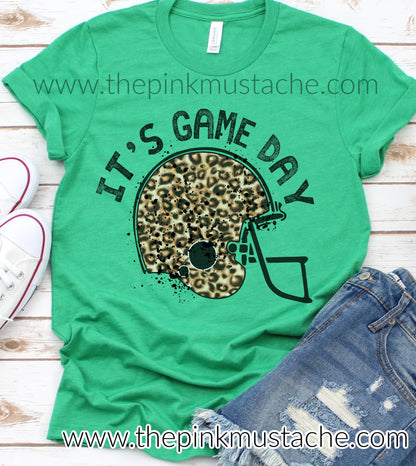 It's Game Day Tee / It's GameDay Football Helmet Shirt / Leopard Print Bella Canvas / Football Shirt / Football Mom / Football Girlfriend