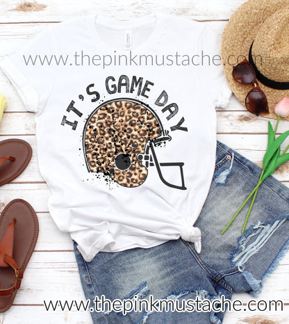 It's Game Day Tee / It's GameDay Football Helmet Shirt / Leopard Print Bella Canvas / Football Shirt / Football Mom / Football Girlfriend