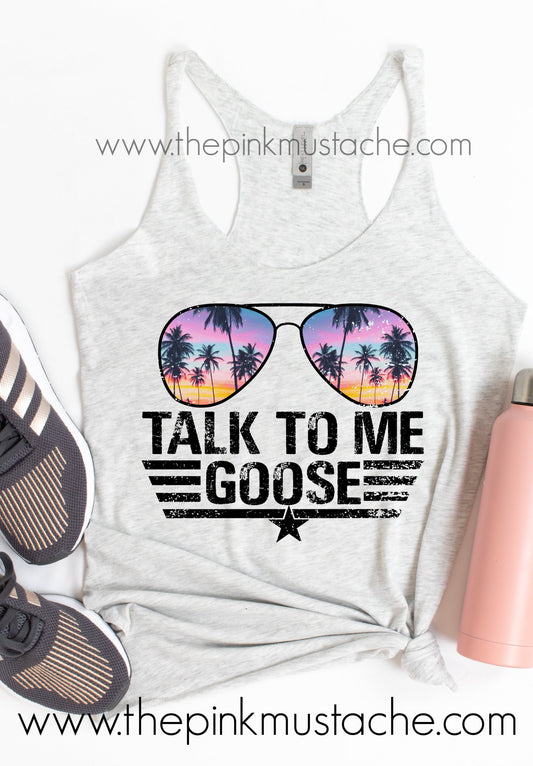 Talk To Me Goose Tank Top Aviators - Bright Colors / Top Gun Inspired Tank/ Maverick Goose / Aviators Tank - Top Gun 2 Inspired