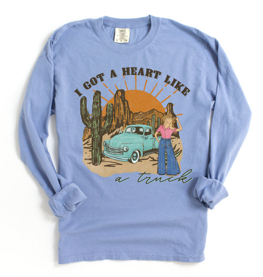 Long Sleeve Comfort Colors I Got A Heart Like A Truck Shirt / Country Western Shirt