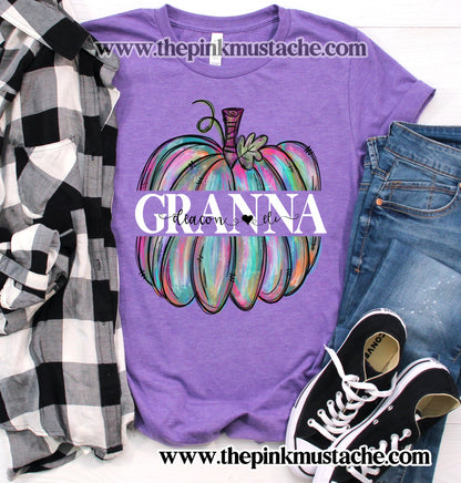 Custom Granna / Grandma/ Nana/ Nanny Pumpkin Shirt